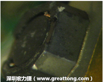 使用銀(Ag)鍍層的電源電感器(Power Inductors)，經過推力測試后，零件端點上已經看不到任何鍍層的痕跡了，所以其耐推力就比較小。