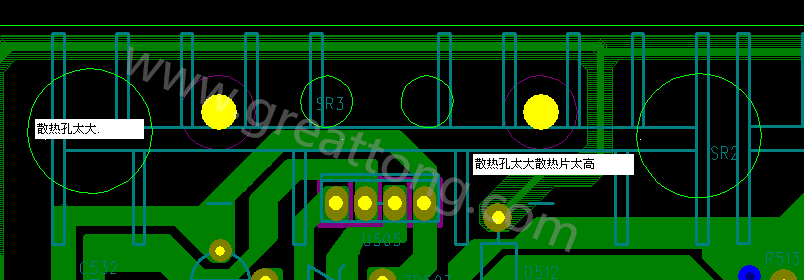 PCB設計中，散熱孔散熱片設計不當，造成很多電源板斷裂