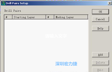 如果是盲孔或埋孔板，則還須點擊菜單Setup→Drill Partis調出鉆孔對設置窗口，看有無按孔的屬性設置好鉆孔層，如無則須作相應的添加或調整。